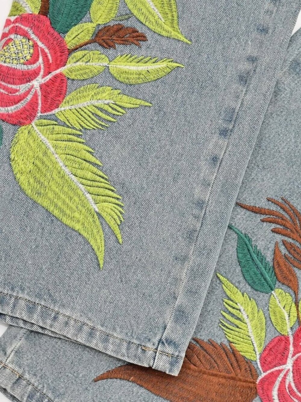 Unisex VeryRare Sakura Pants Jeans Size M L XL Blue Embroidered Cherry Blossom - Picture 10 of 17
